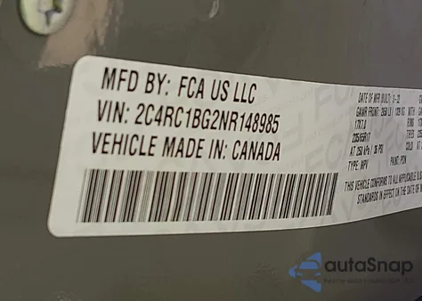 2022 Chrysler Pacifica Touring L z USA, uszkodzony, nr VIN 2C4RC1BG2NR148985